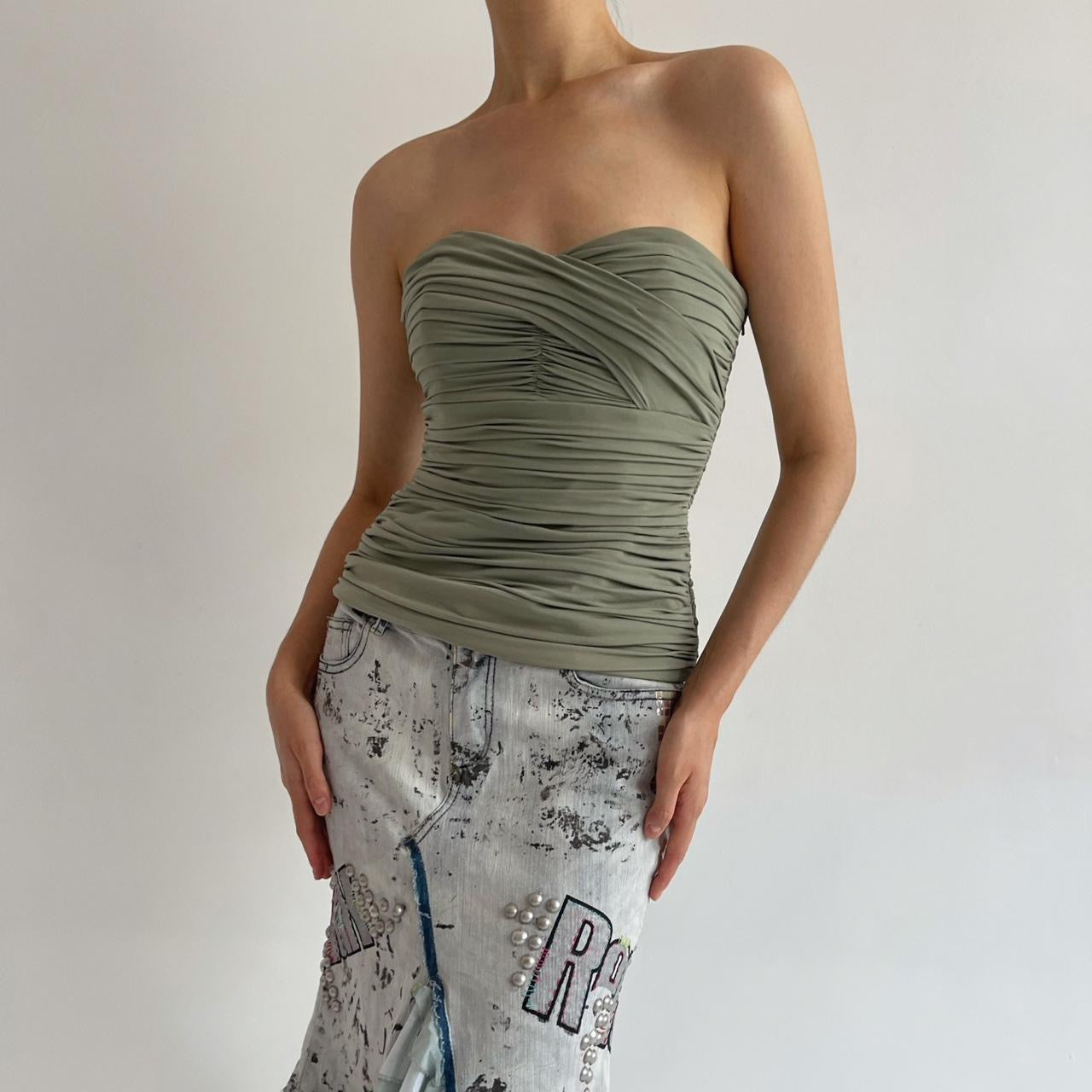 Vintage pleated khaki corset