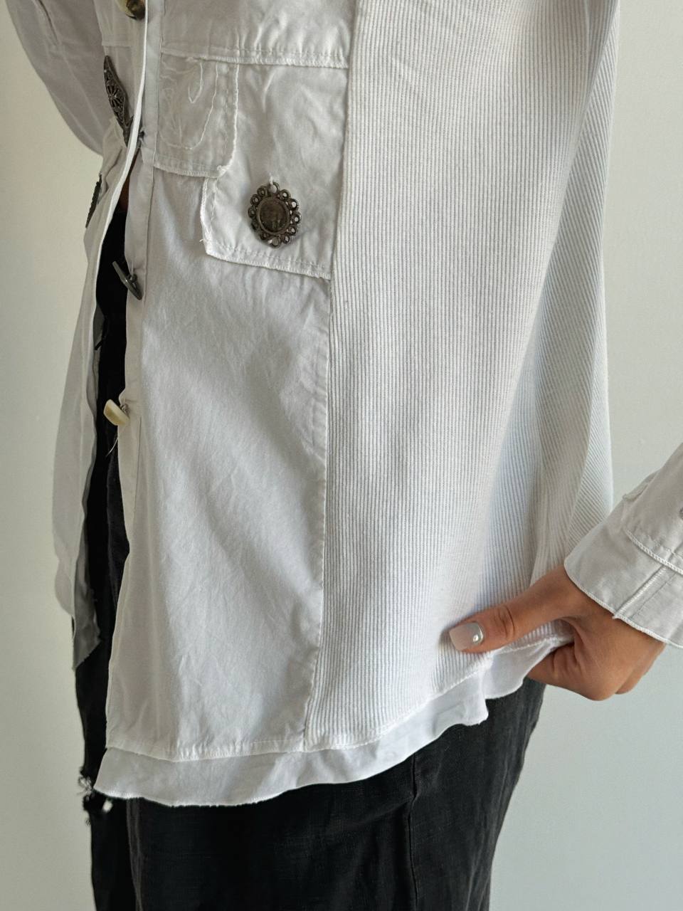 Vintage cotton avant garde blouse with different buttons