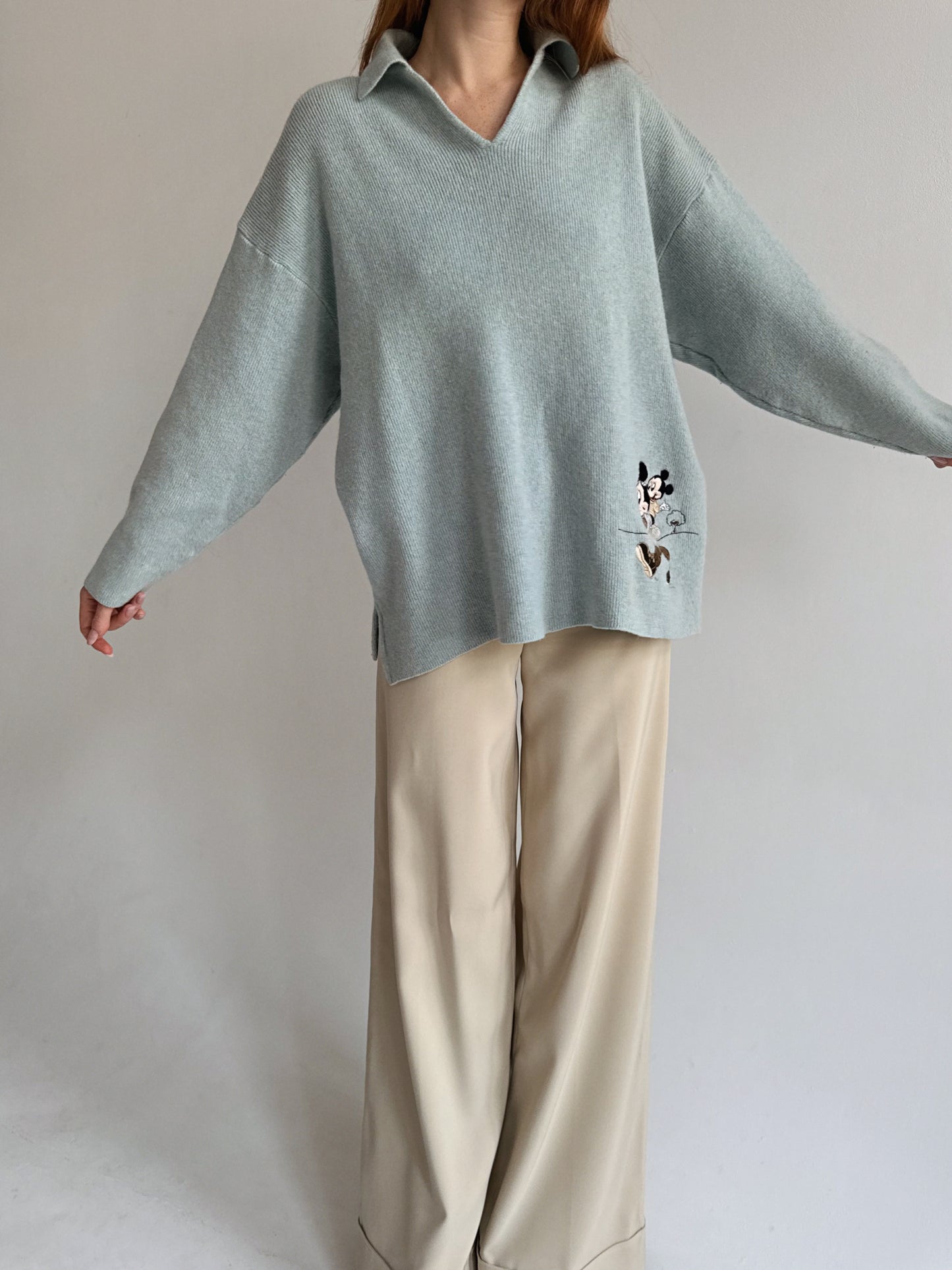 Vintage baby blue 100% wool oversized sweater