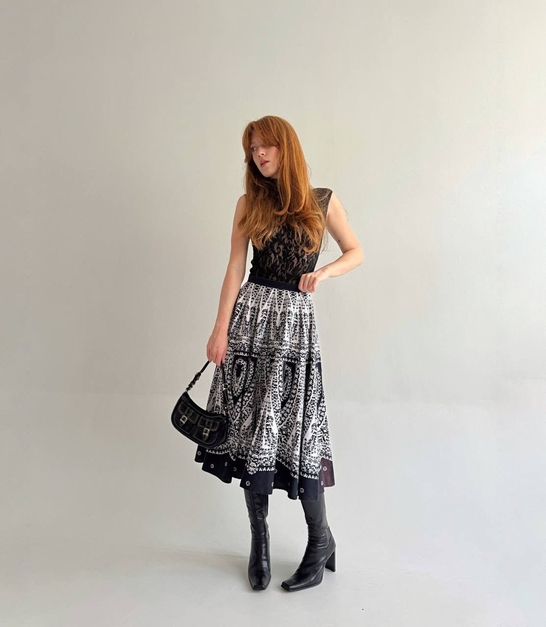 Vintage cotton A shape midi skirt