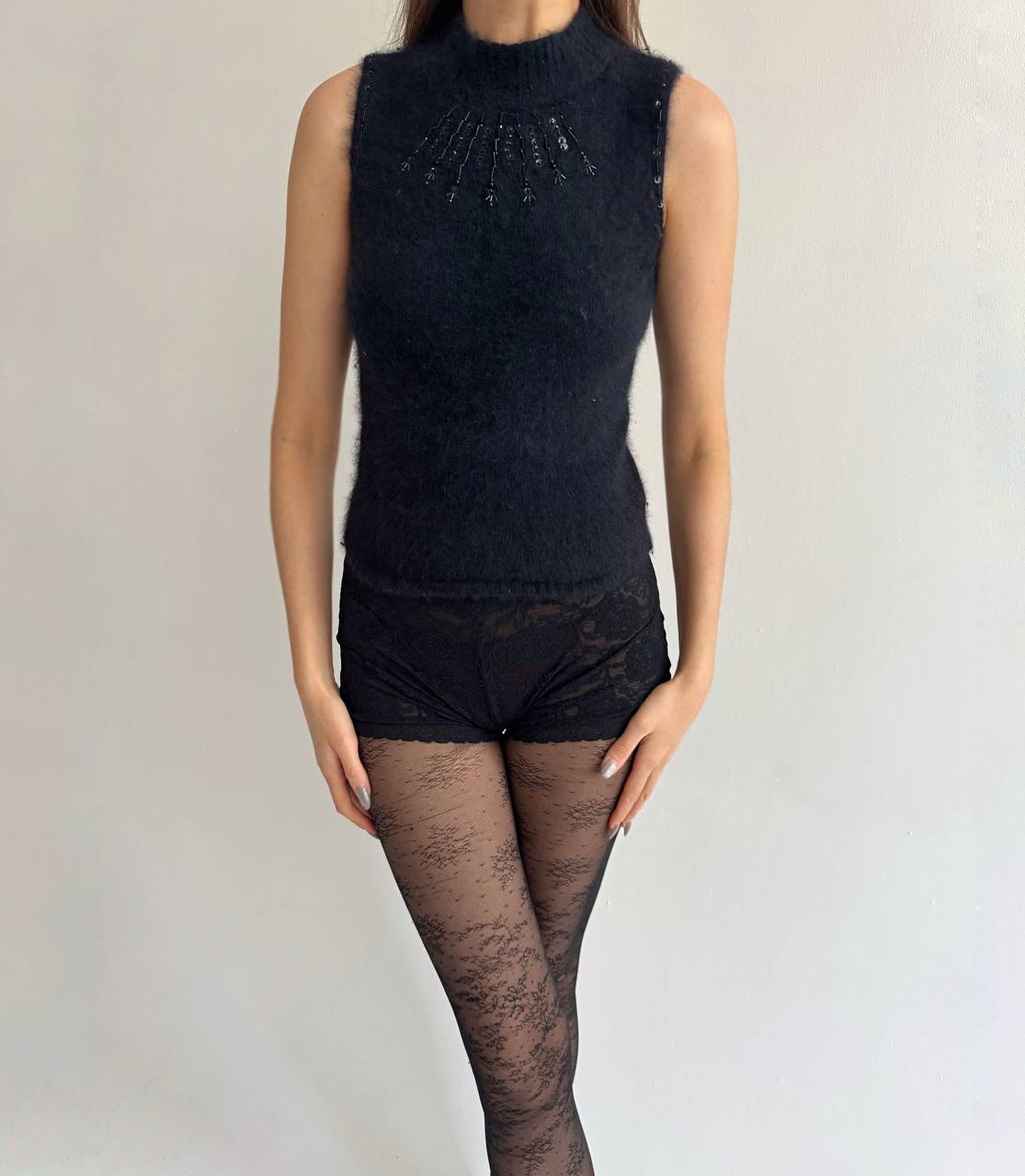 Vintage angora black vest