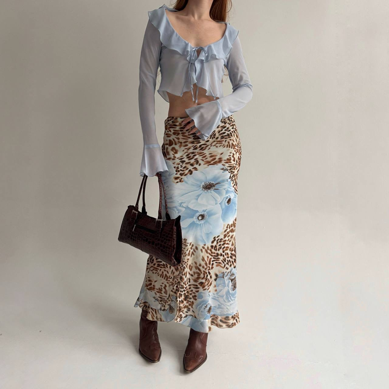 Vintage maxi skirt with flowers print