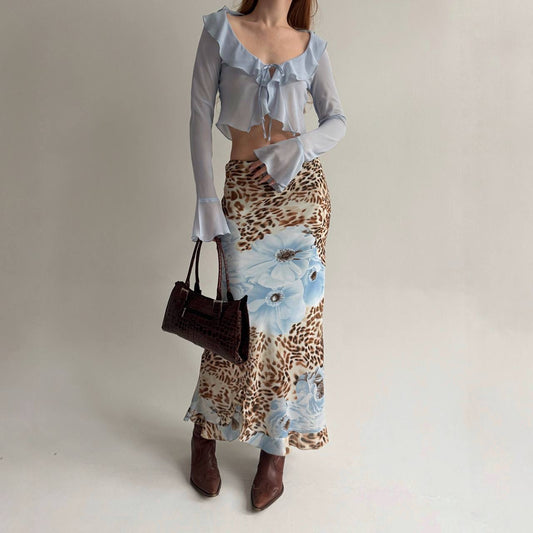 Vintage maxi skirt with flowers print