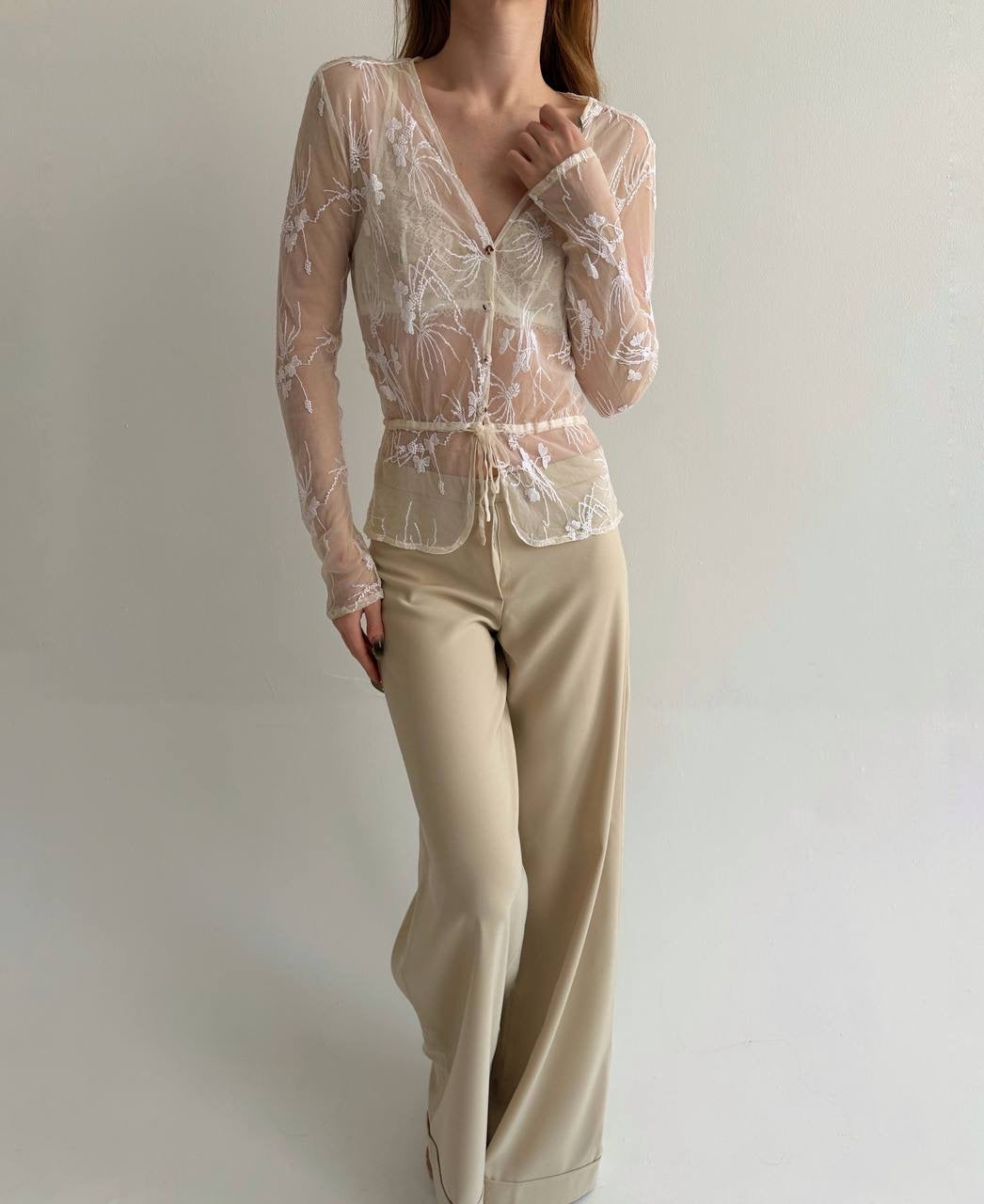 Vintage transparent button up blouse