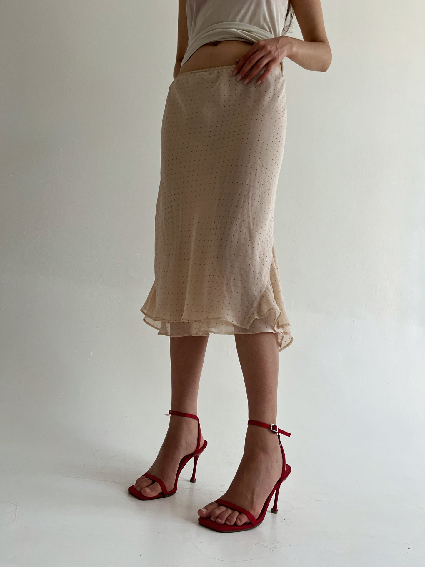 Vintage polka dot beige skirt
