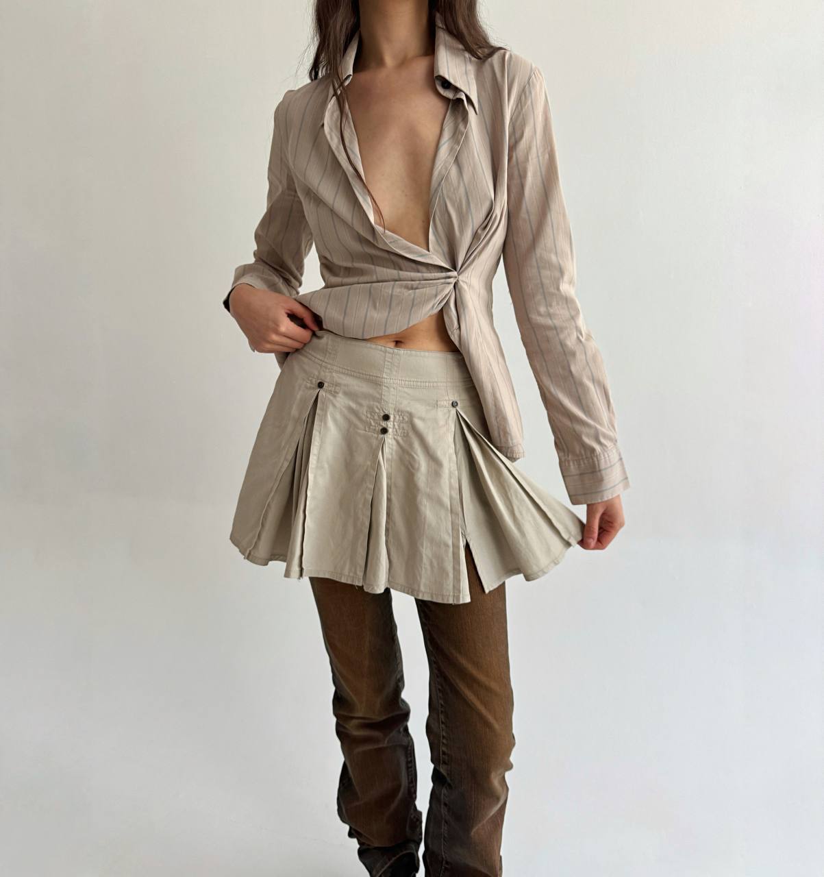 Plein Sud cotton pleated mini skirt
