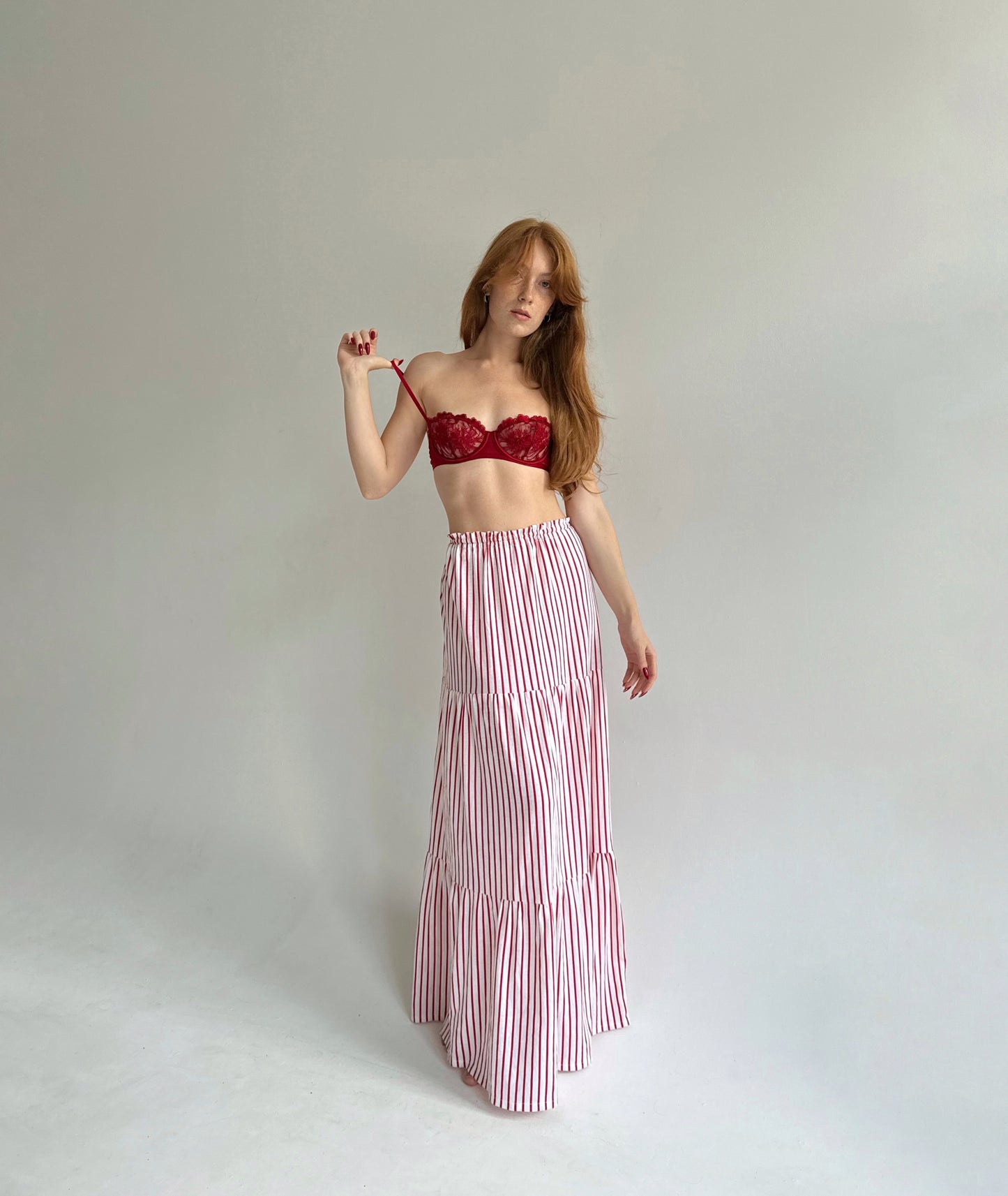 Vintage cotton striped maxi skirt