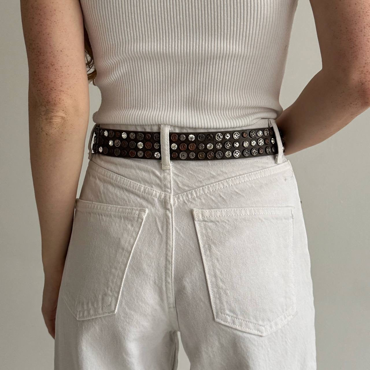 Vintage genuine leather avant garde belt