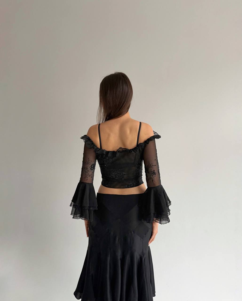 Vintage mesh beaded top