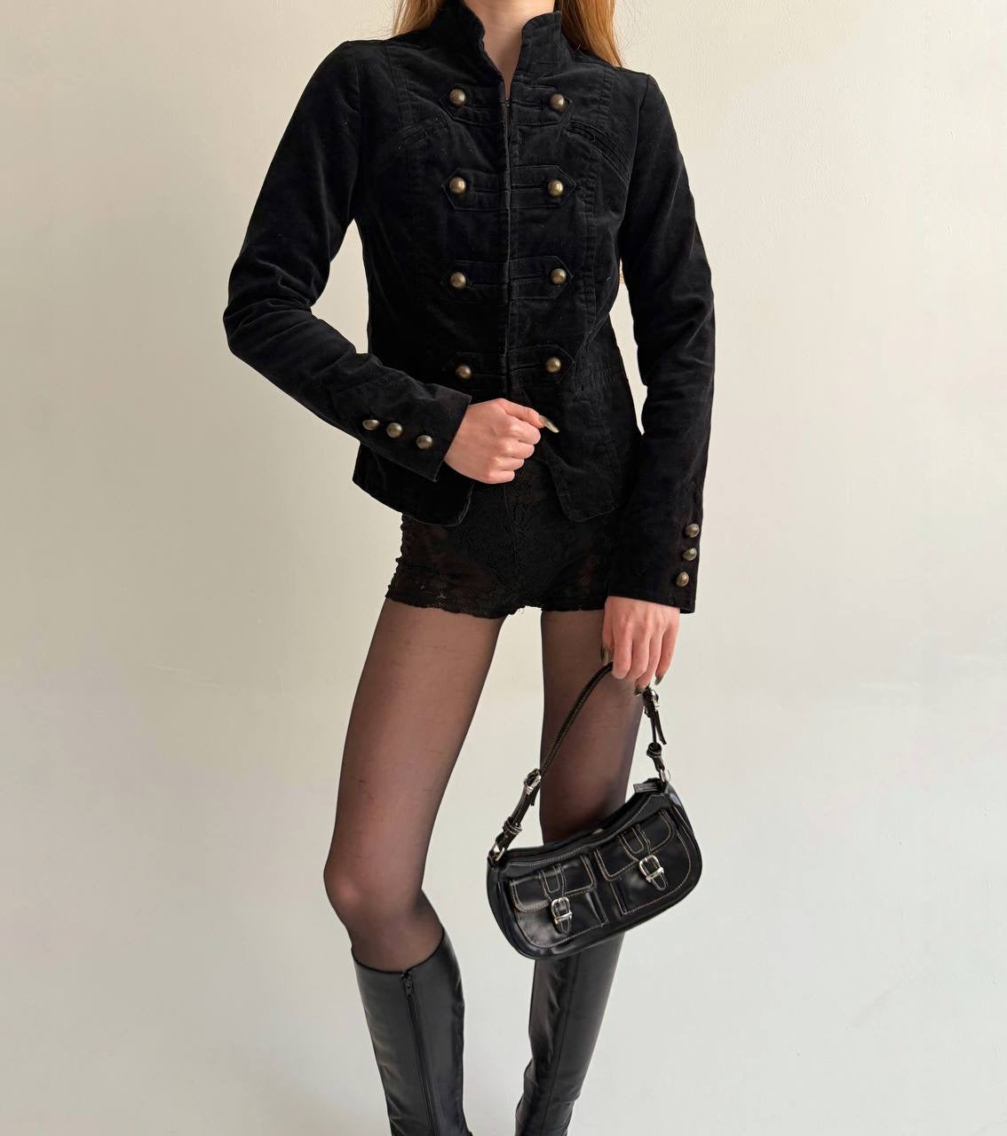 Y2K cotton velvet napoleon jacket