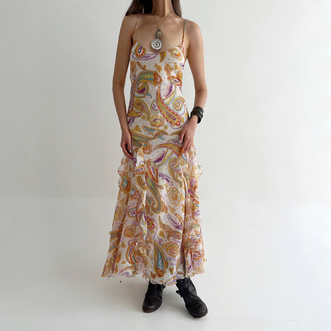 Vintage long ruffled dress