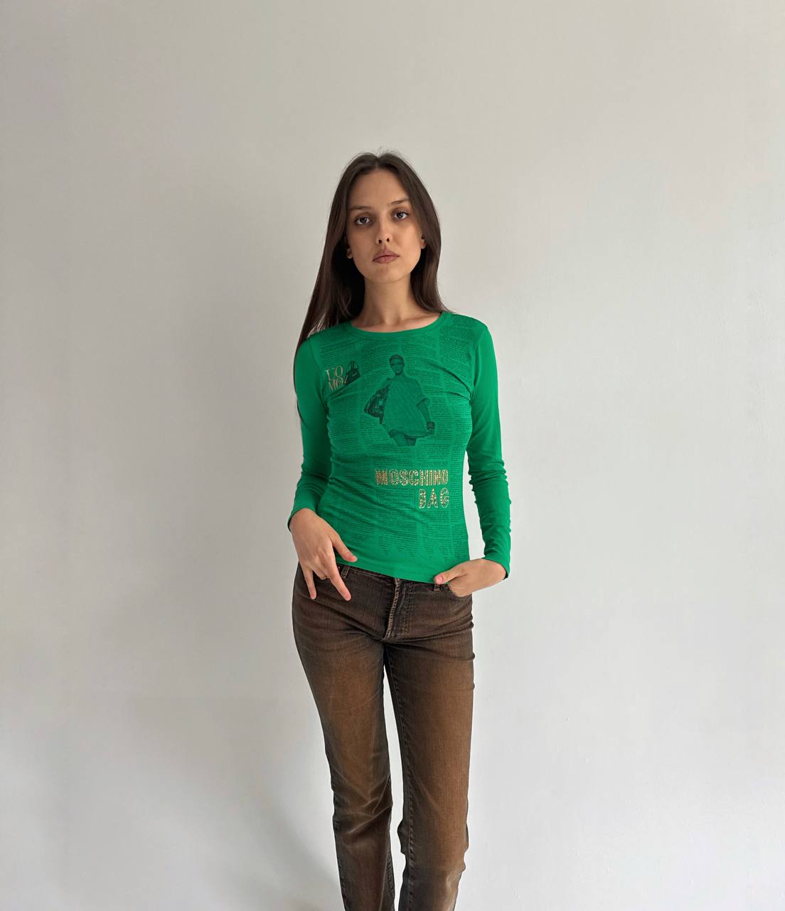 Vintage Moschino green gazette blouse