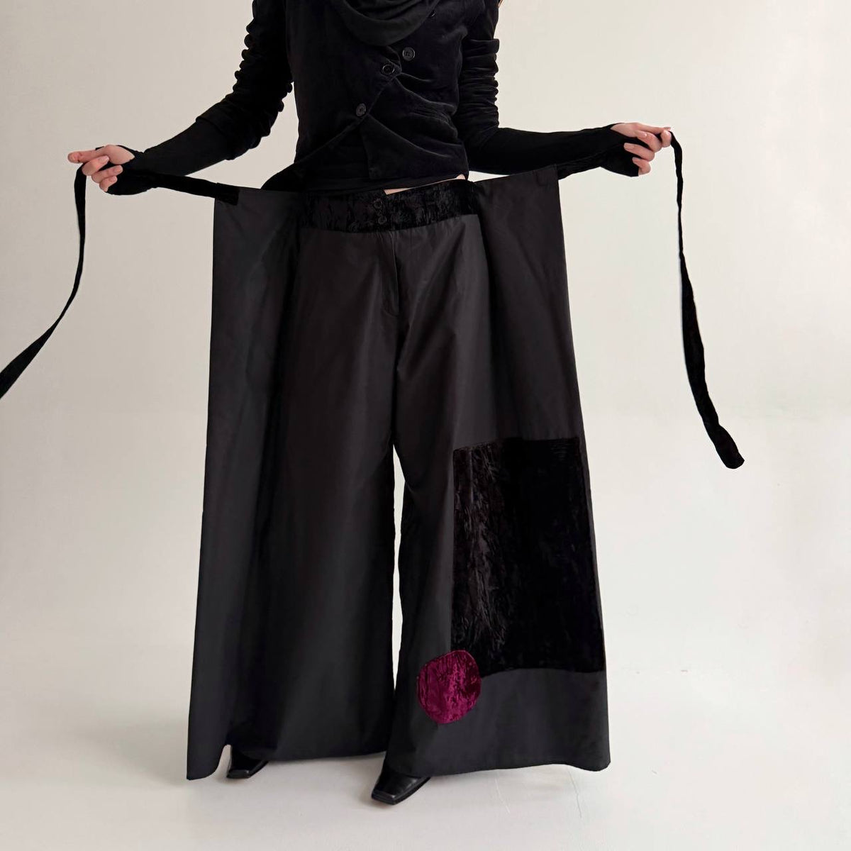 Vintage black made in France wide pants