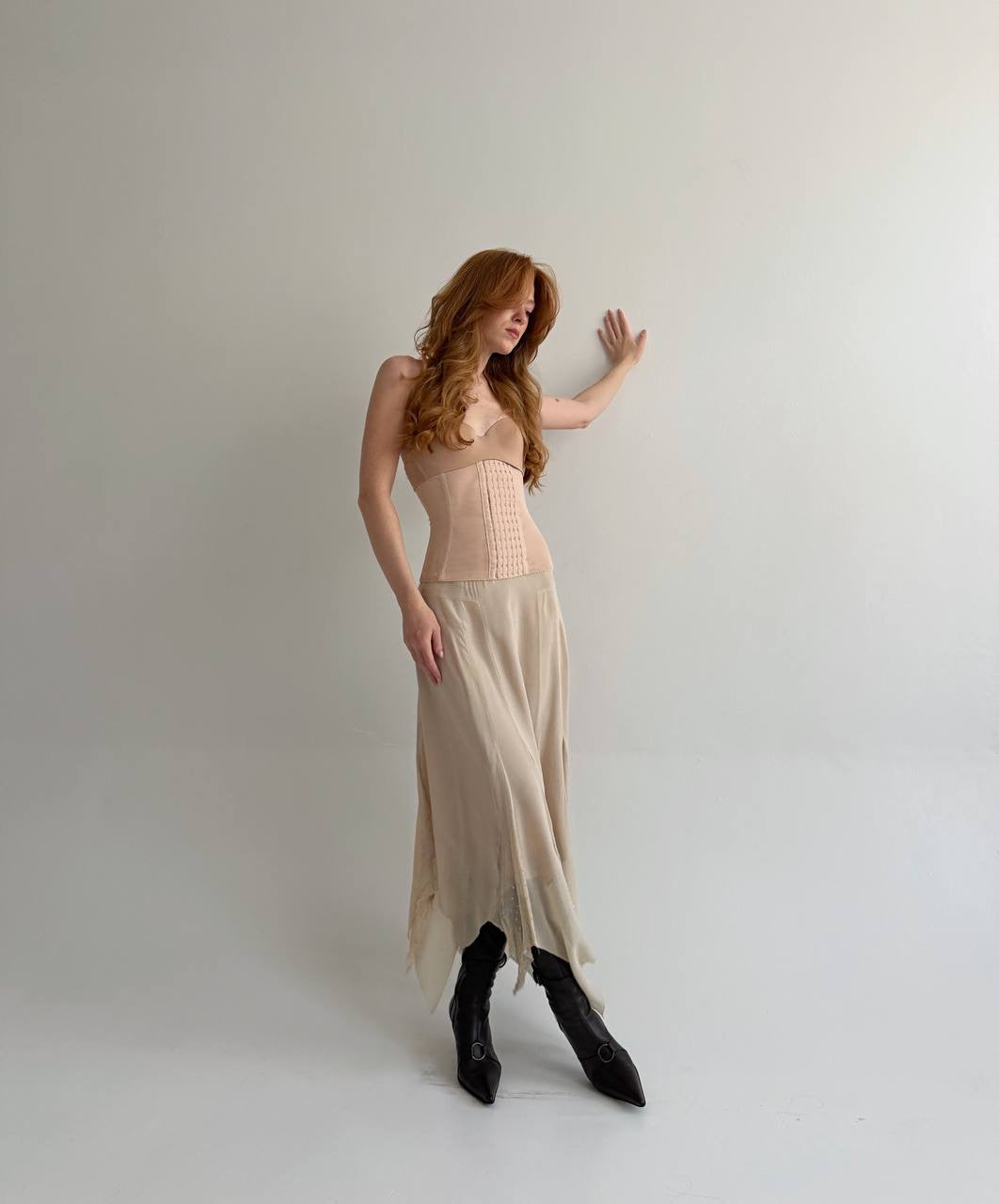Vintage 100% pure silk delicate asymmetrical maxi skirt