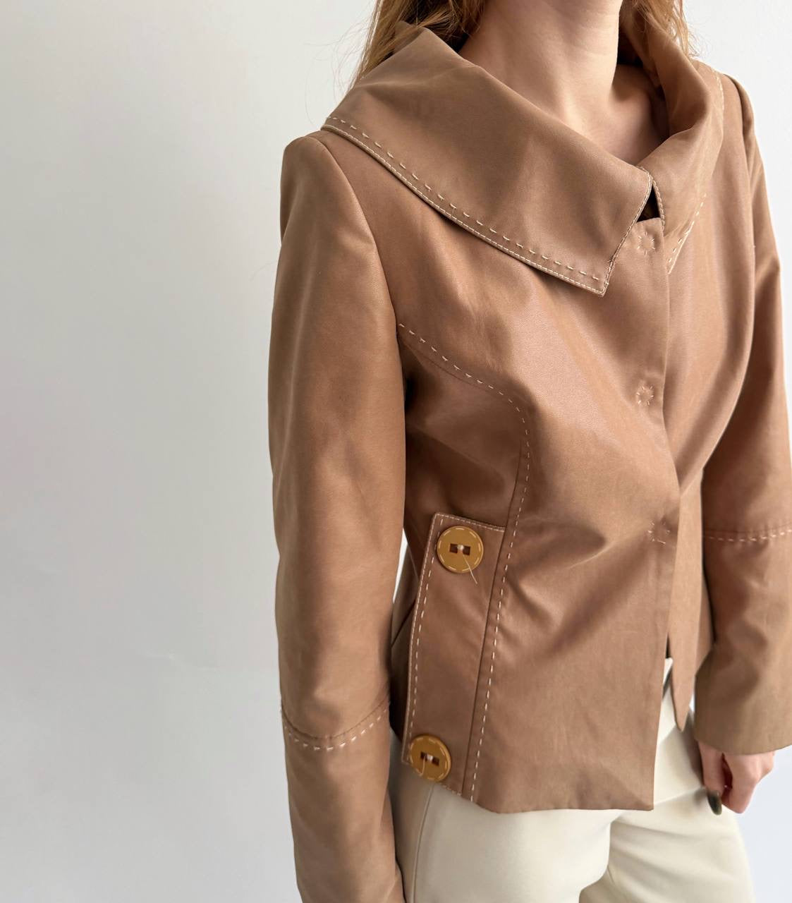 Vintage faux leather jacket with beautiful collar