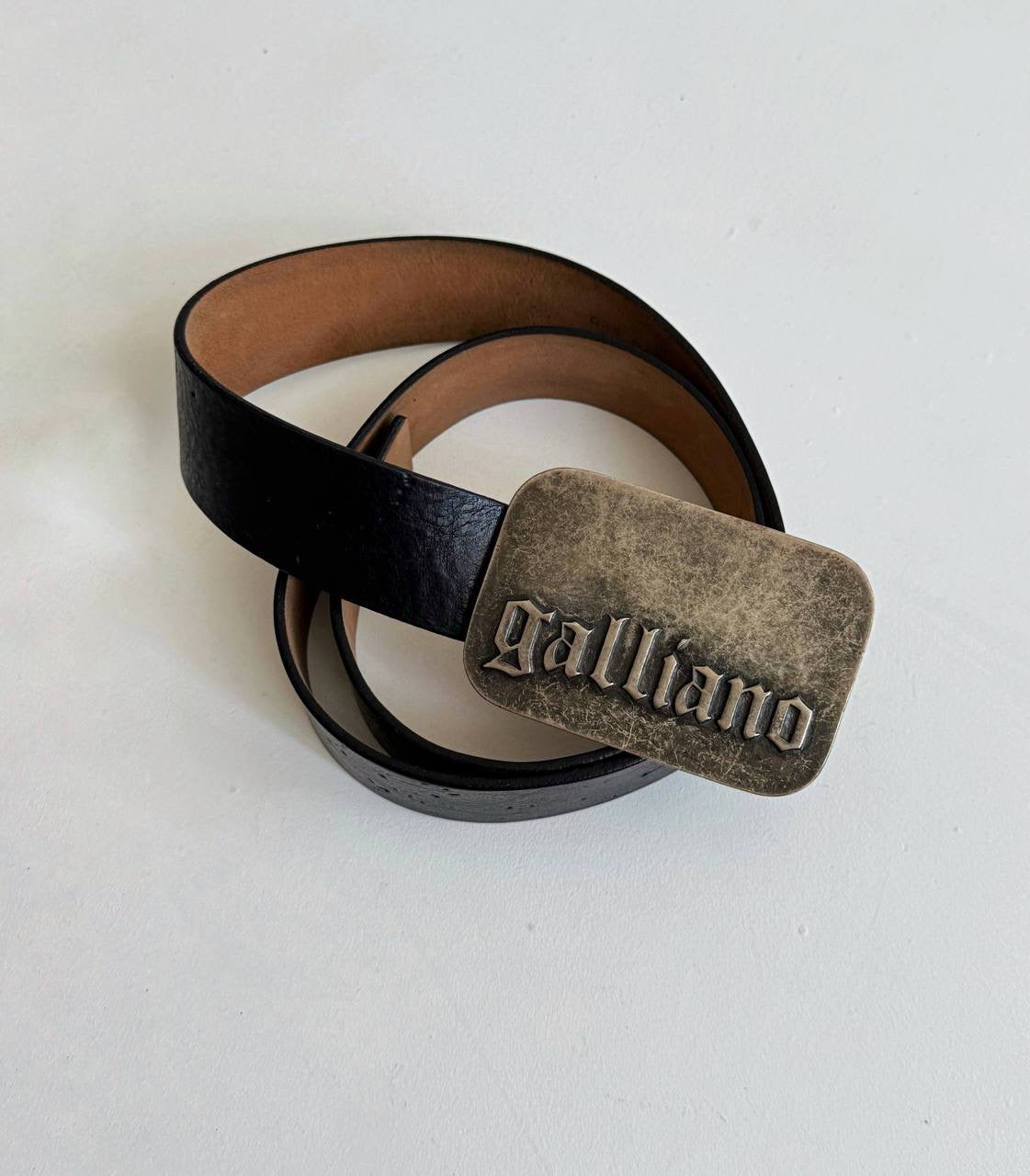Vintage genuine leather John Galliano black belt