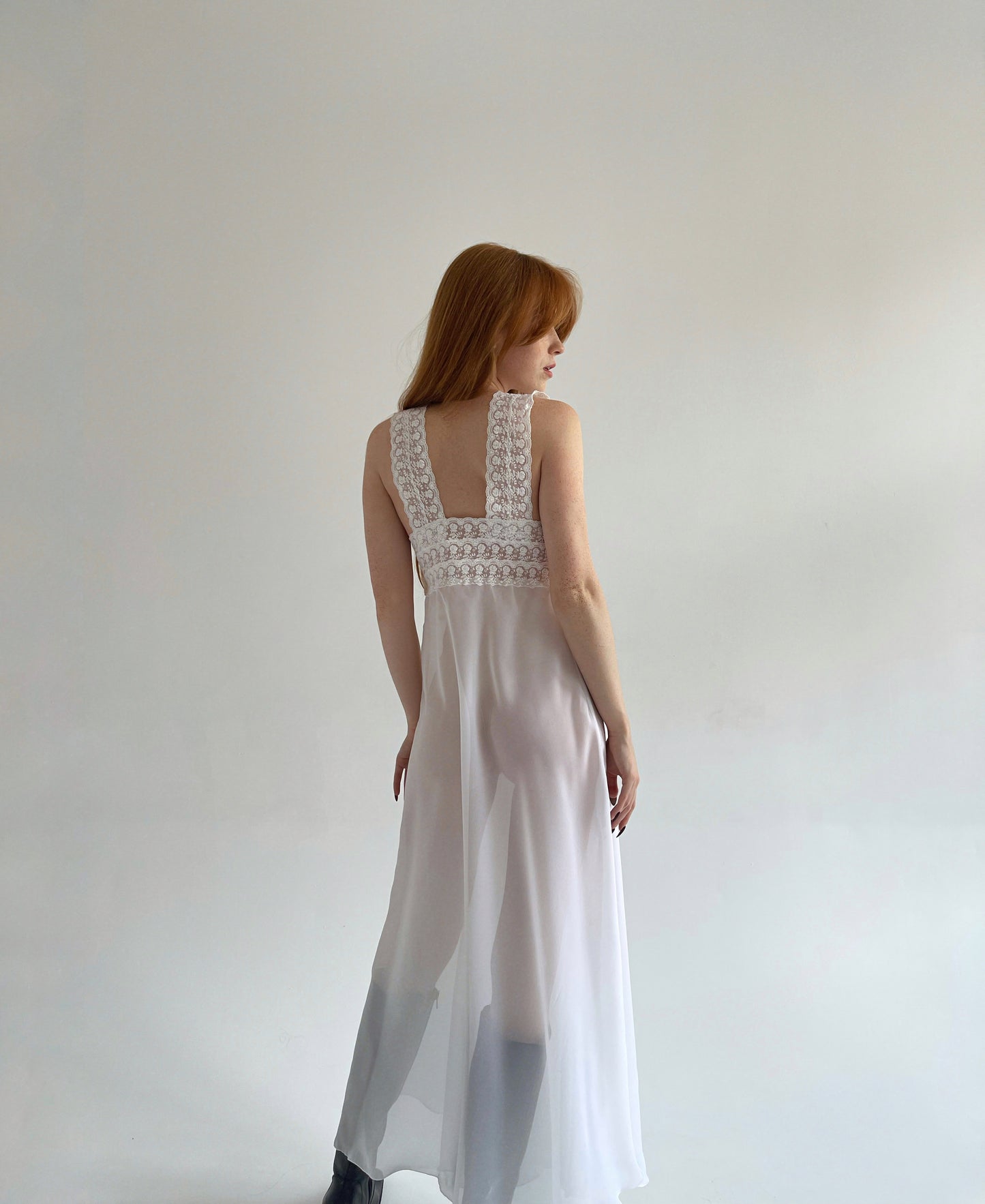 Vintage sheer night gown with lace