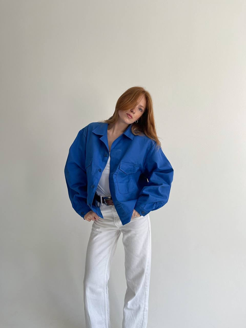Vintage azure blue cotton jacket