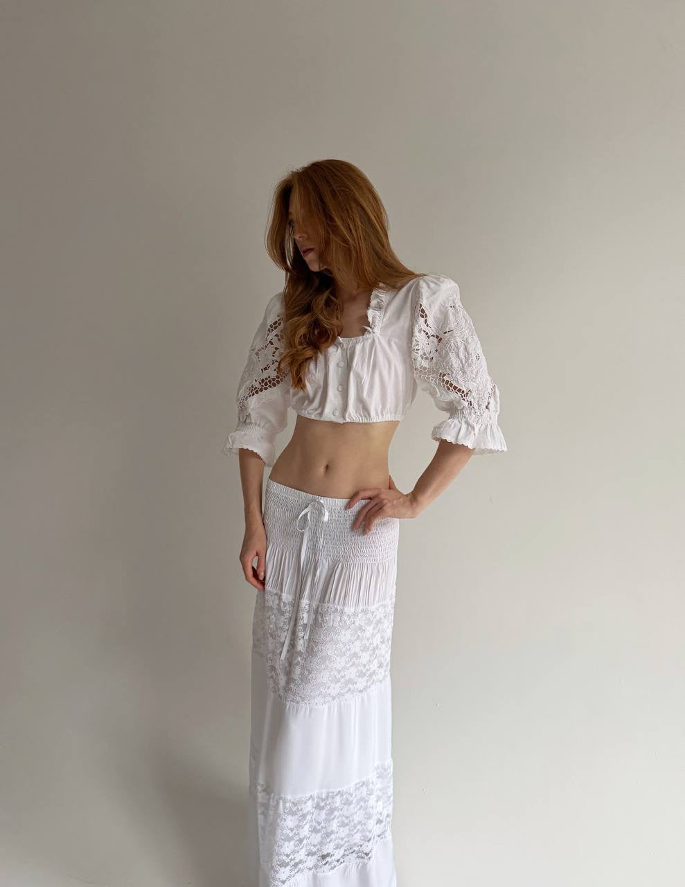 Vintage Bavarian 100% cotton cropped blouse