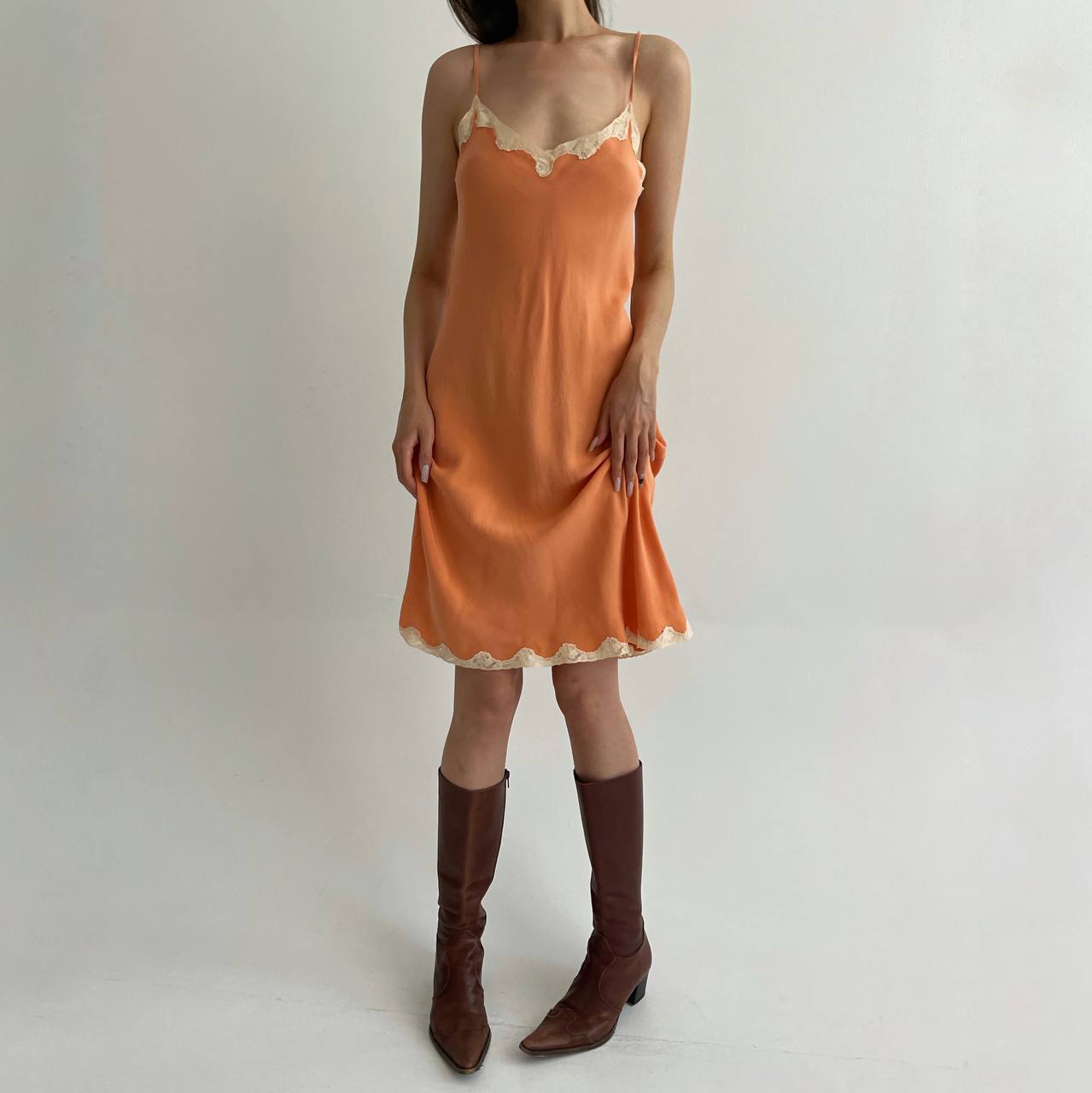 Vintage french pure silk slip dress