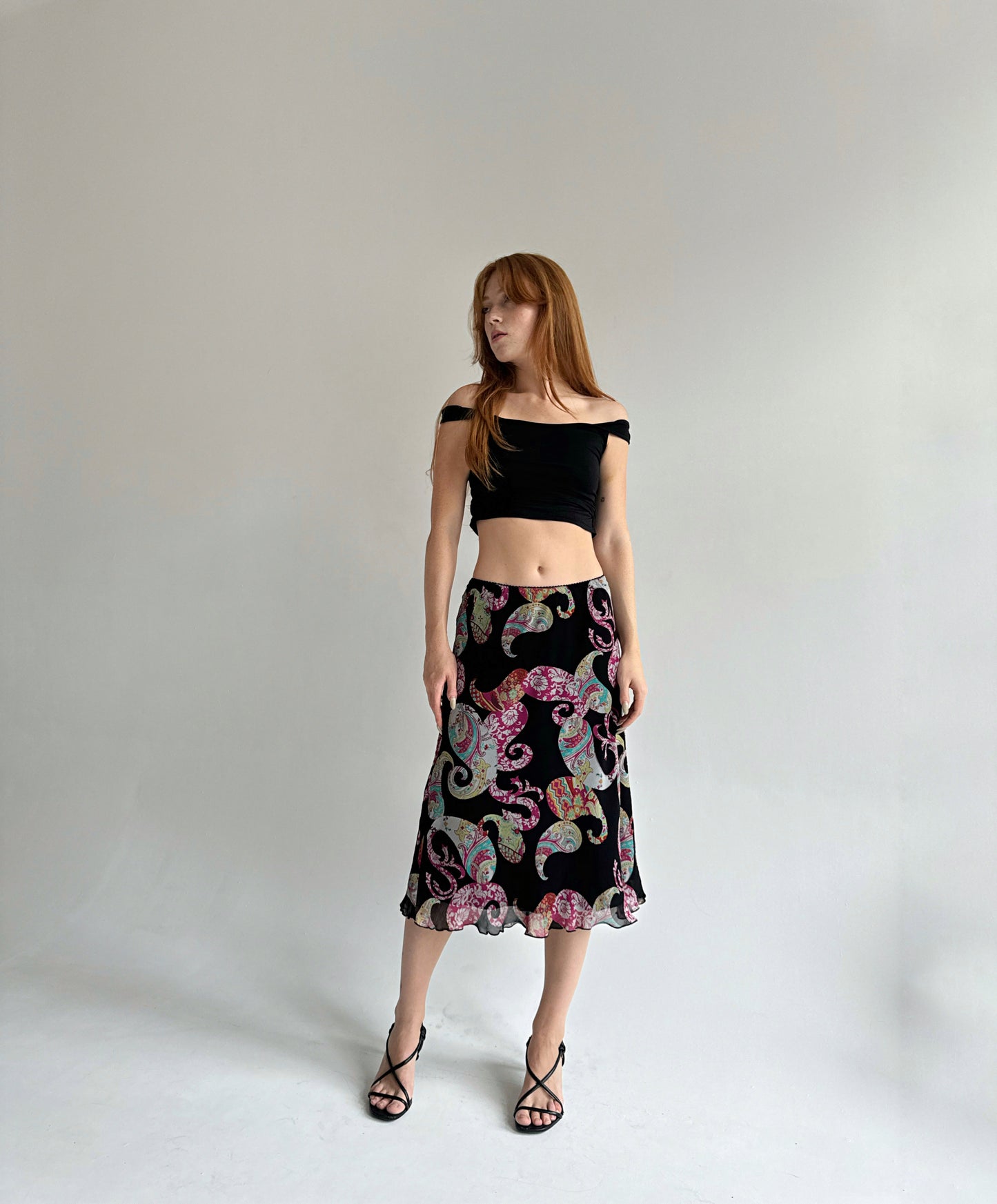 Y2K viscose midi skirt