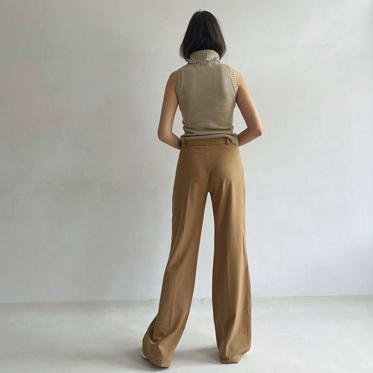 Vintage camel long creased pants