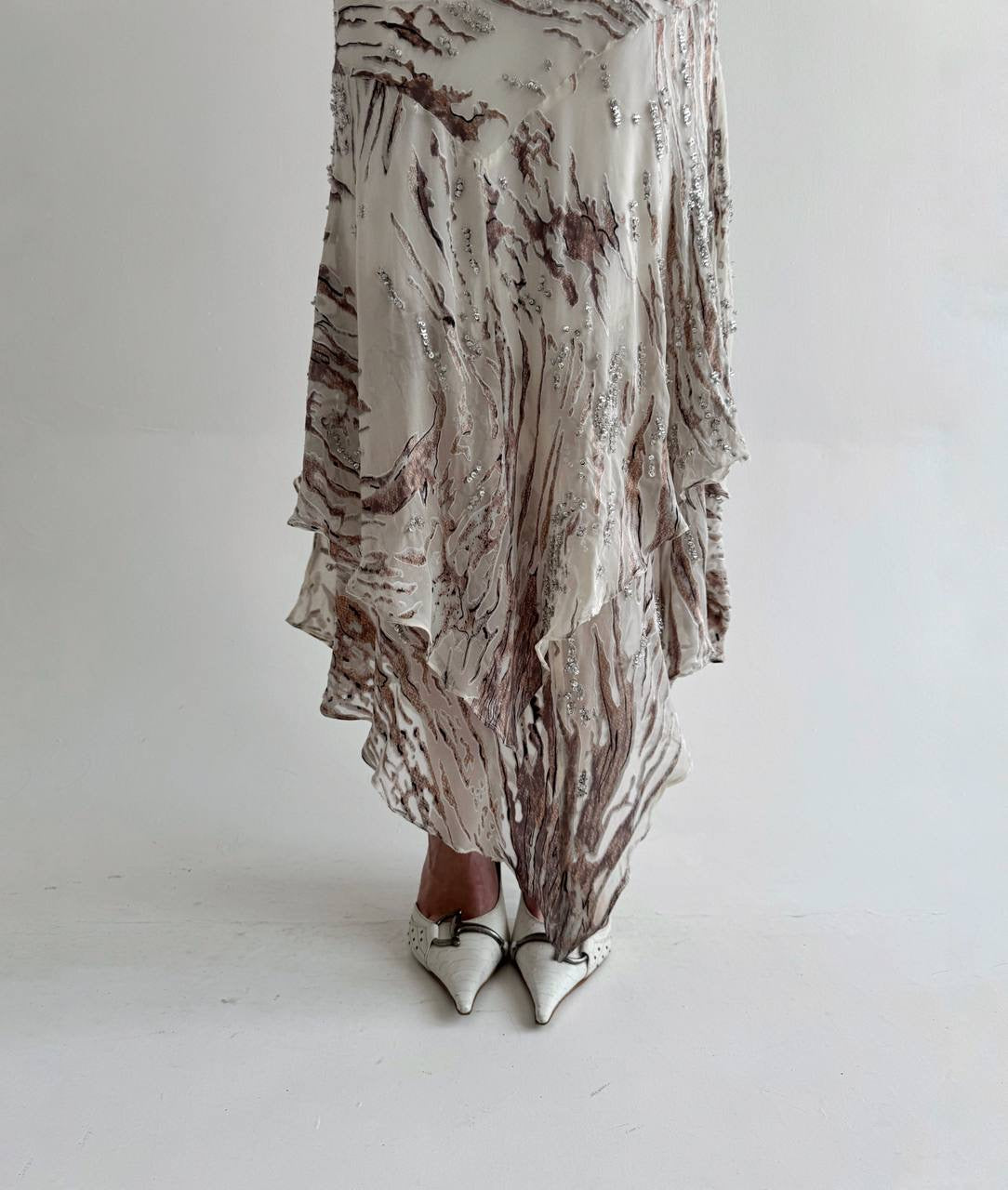 Vintage 100% pure silk asymmetrical slip dress