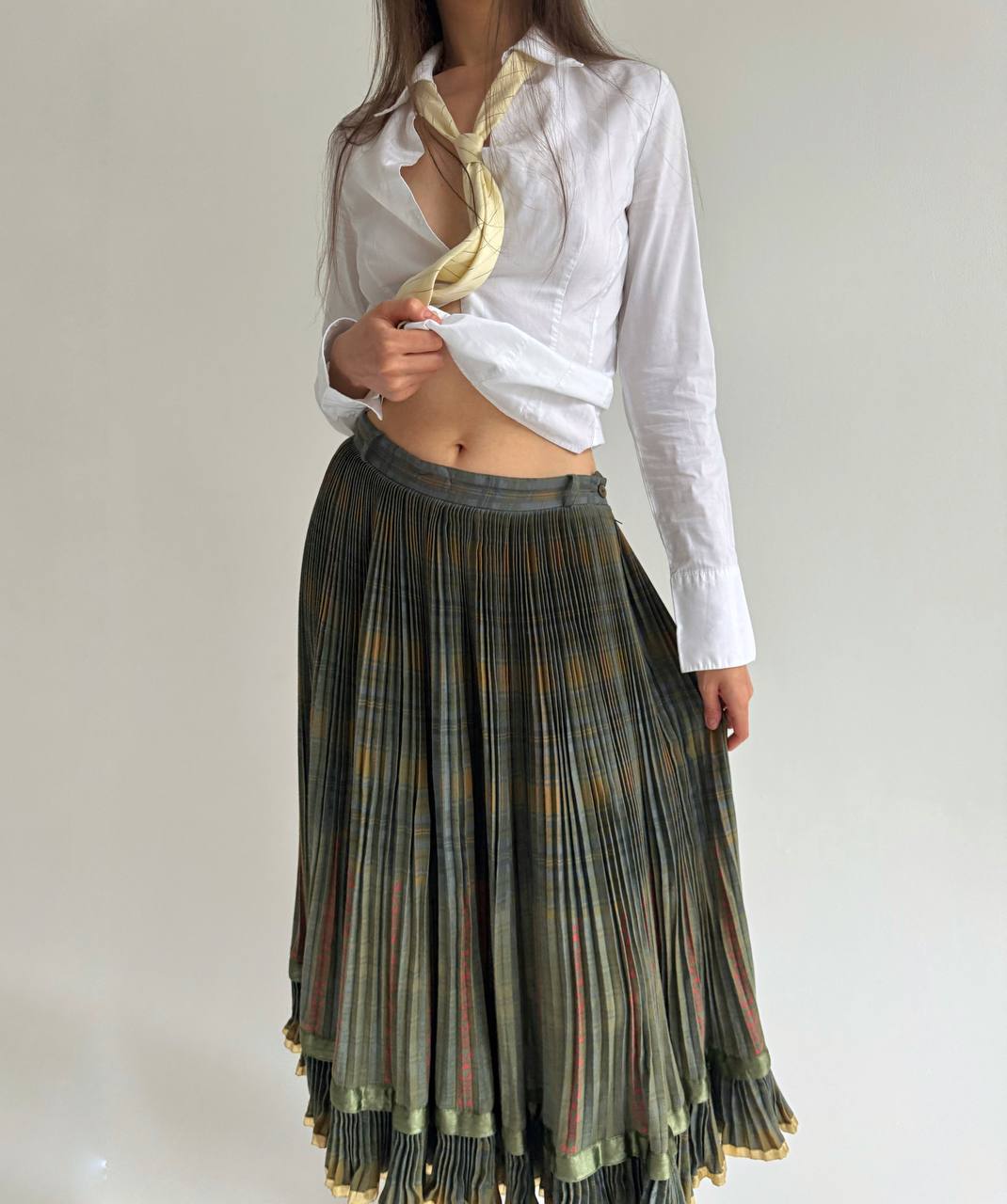 Vintage wool and cotton pleated skirt