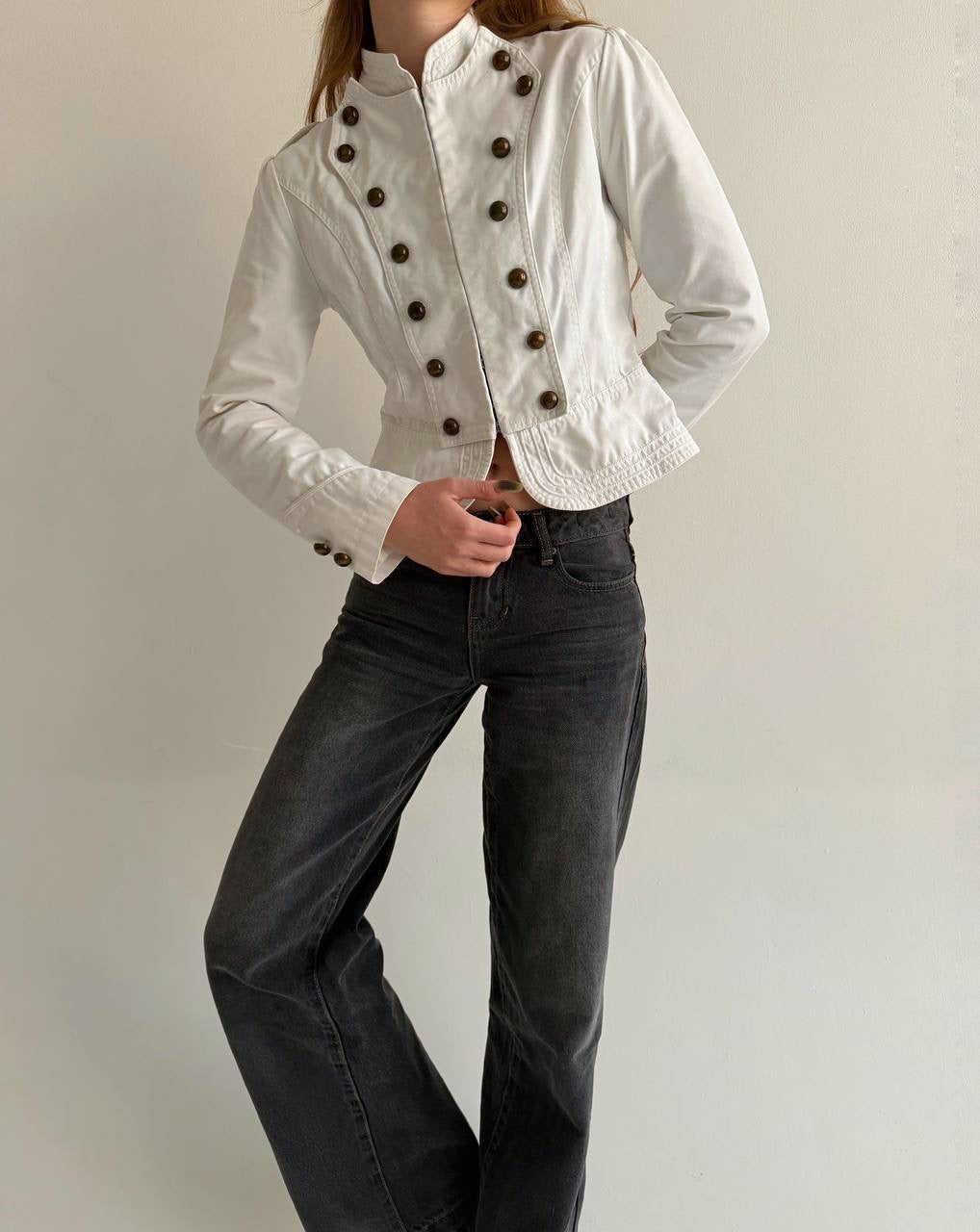Y2K white cotton napoleon jacket