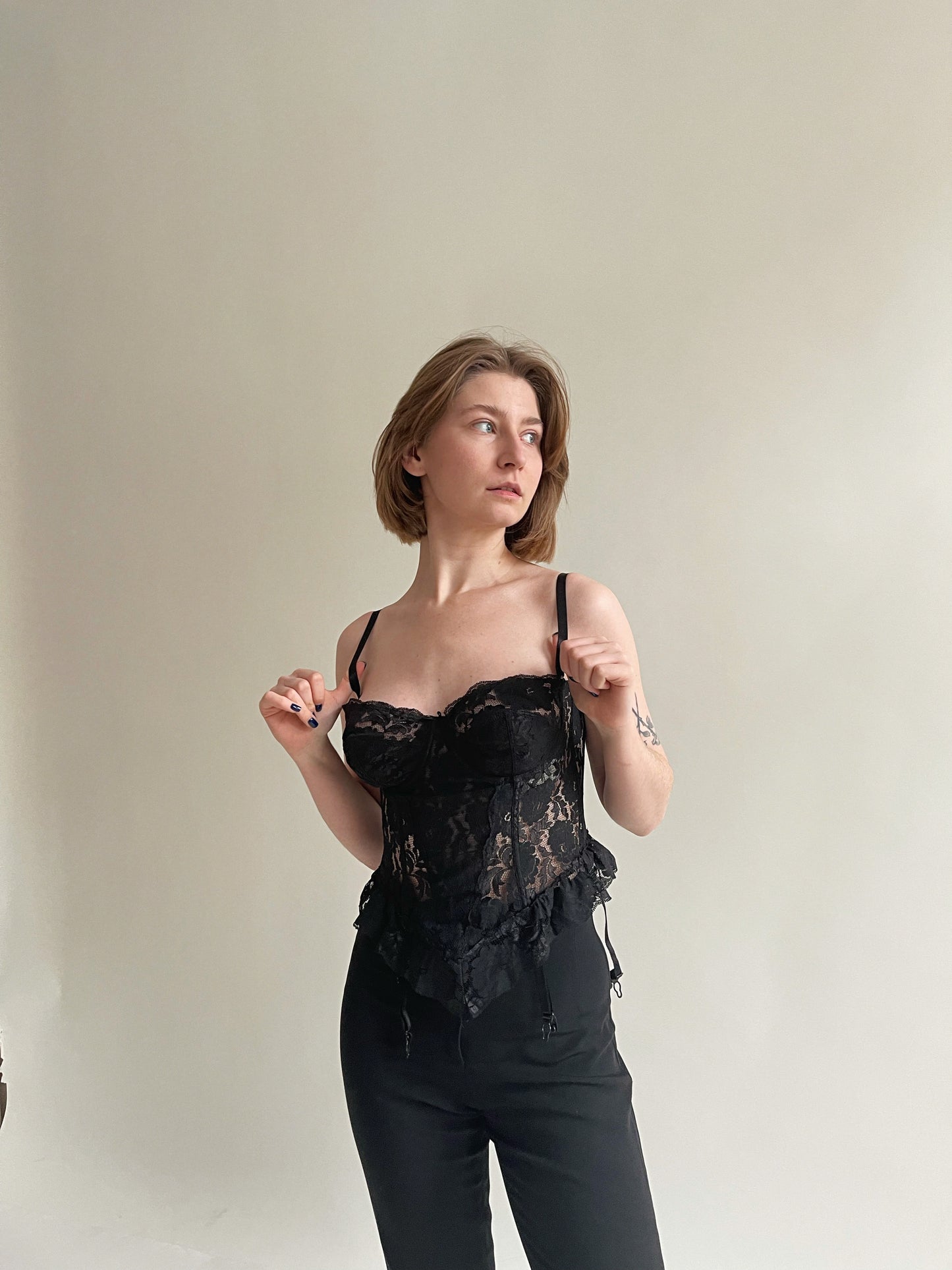 Vintage lace black corset