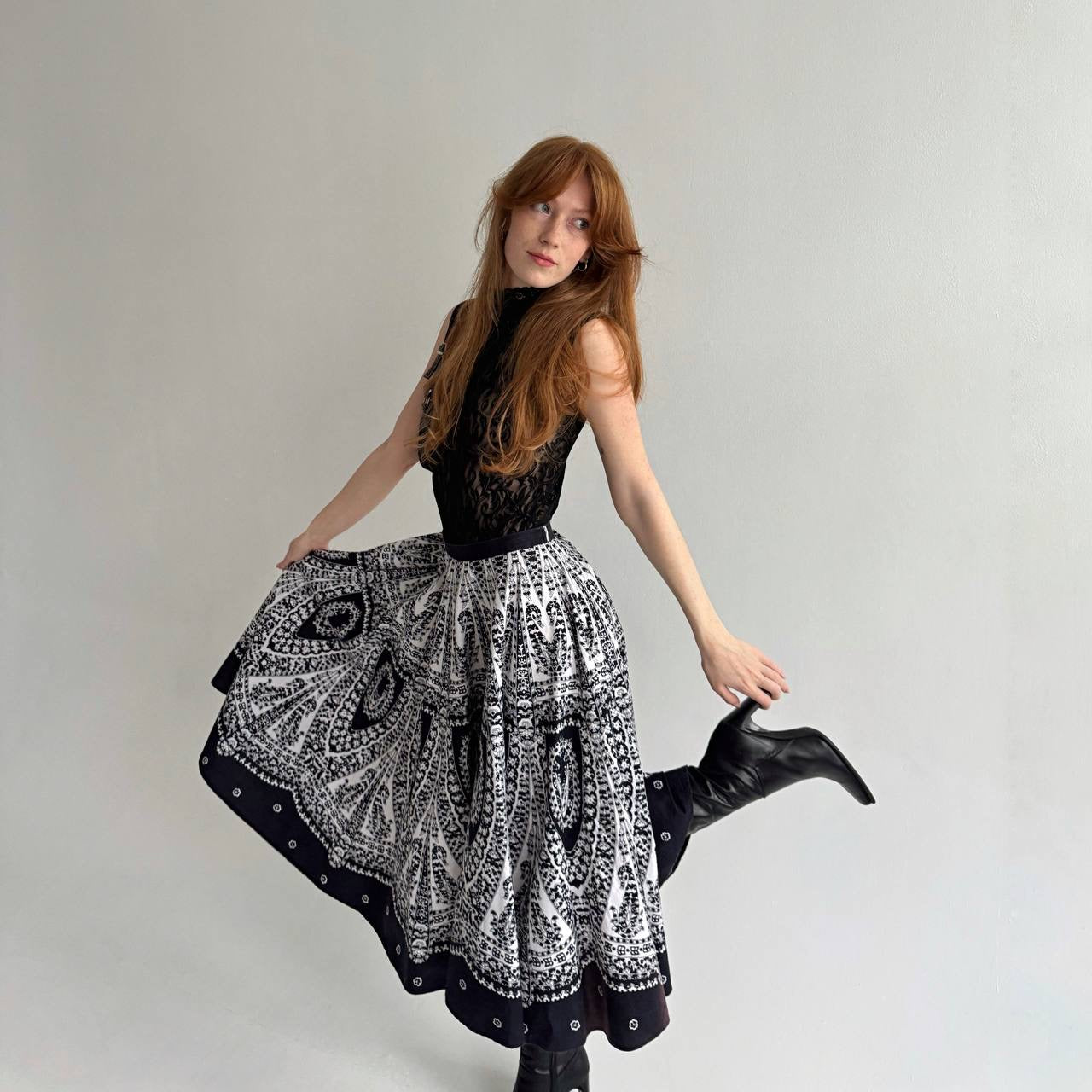 Vintage cotton A shape midi skirt