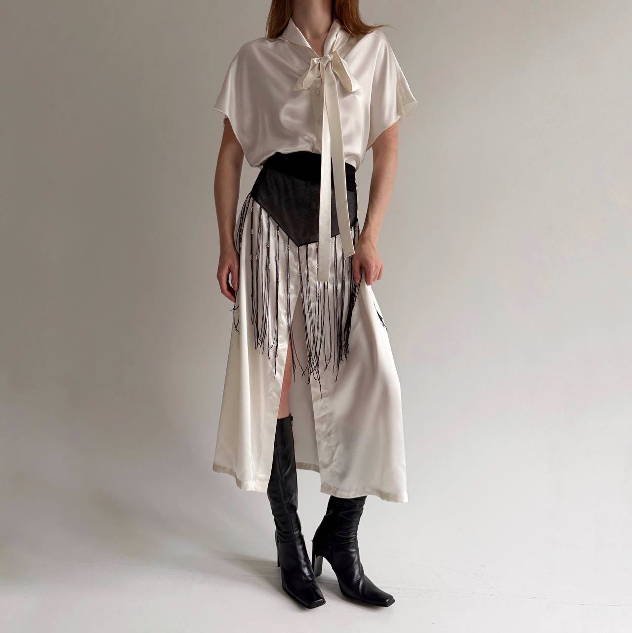 Vintage milky satin midi dress