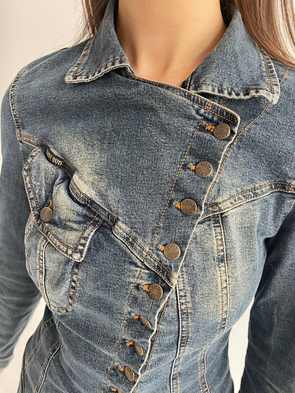 Vintage 90’s Plein Sud avant garde asymmetrical denim jacket