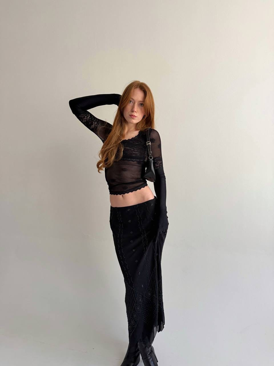 Vintage Laura Ashley beaded long skirt