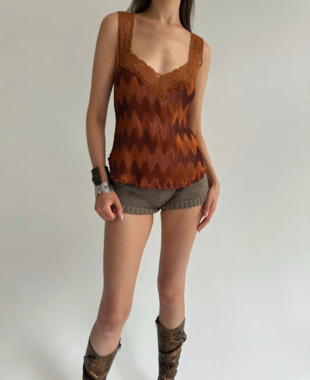 Vintage La Perla pleated bronze camisole