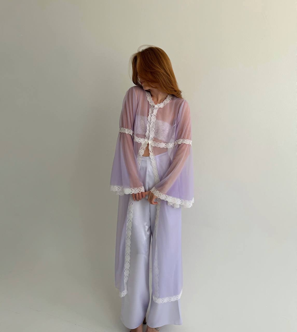 Vintage pastel purple robe with lace