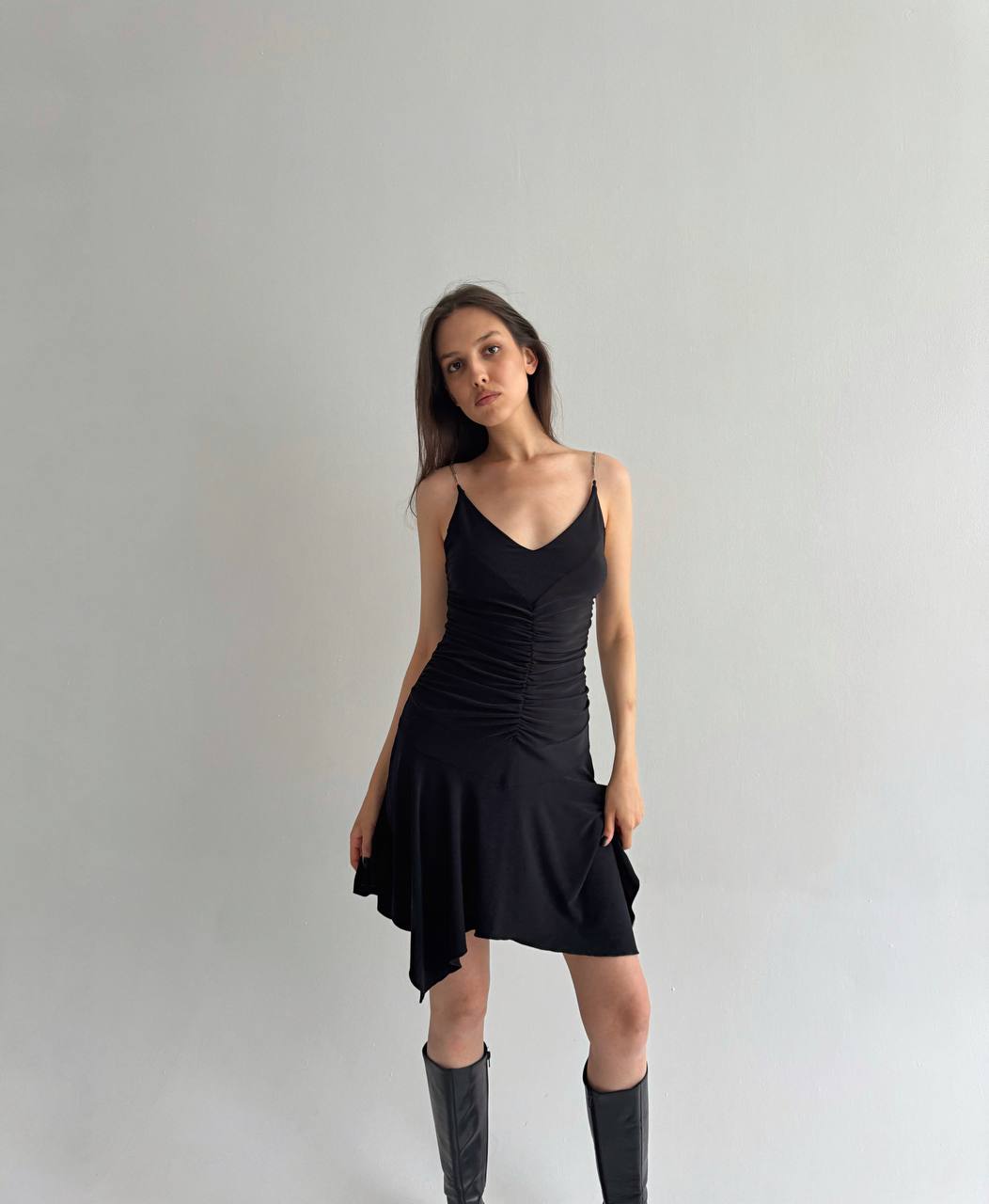 Vintage Y2K black chain straps dress
