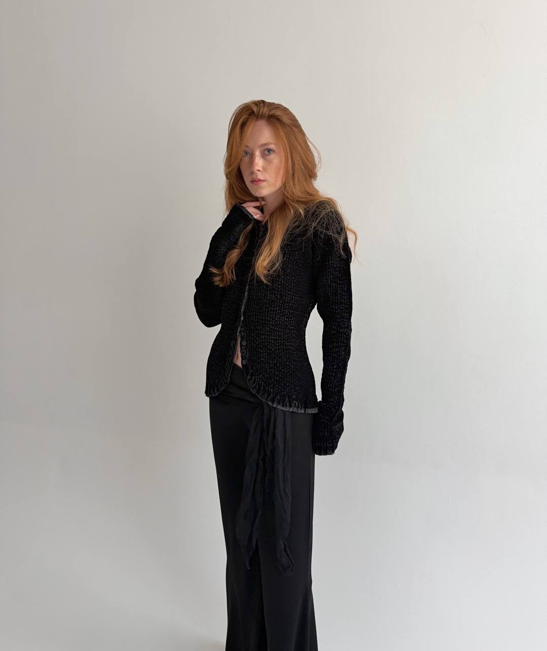 Vintage velvet black avant garde blouse