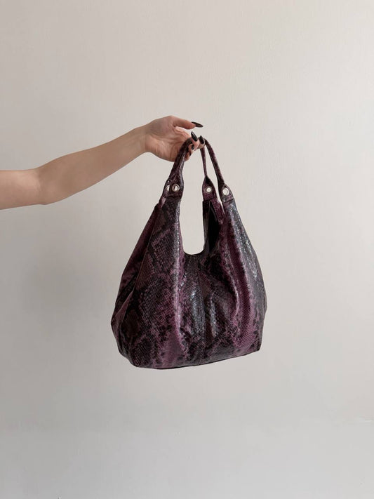 Vintage purple python skin imitation bag