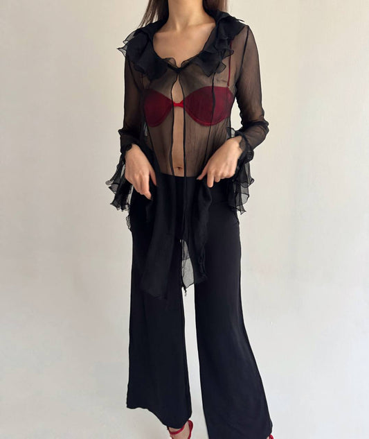 Vintage pure silk sheer blouse