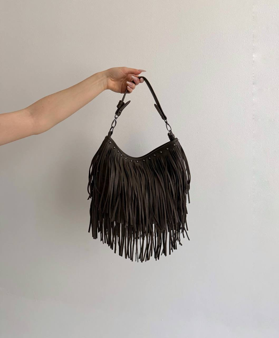 Vintage faux leather fringe bag
