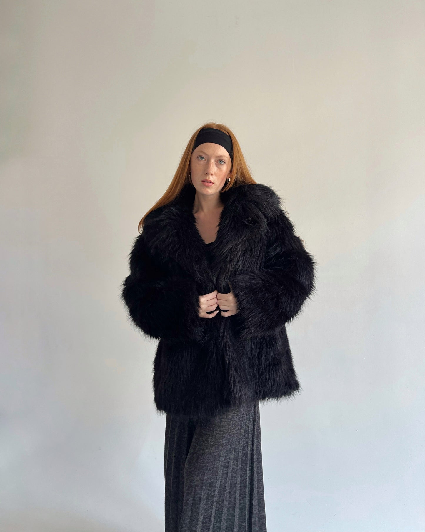 Vintage black oversized faux fur