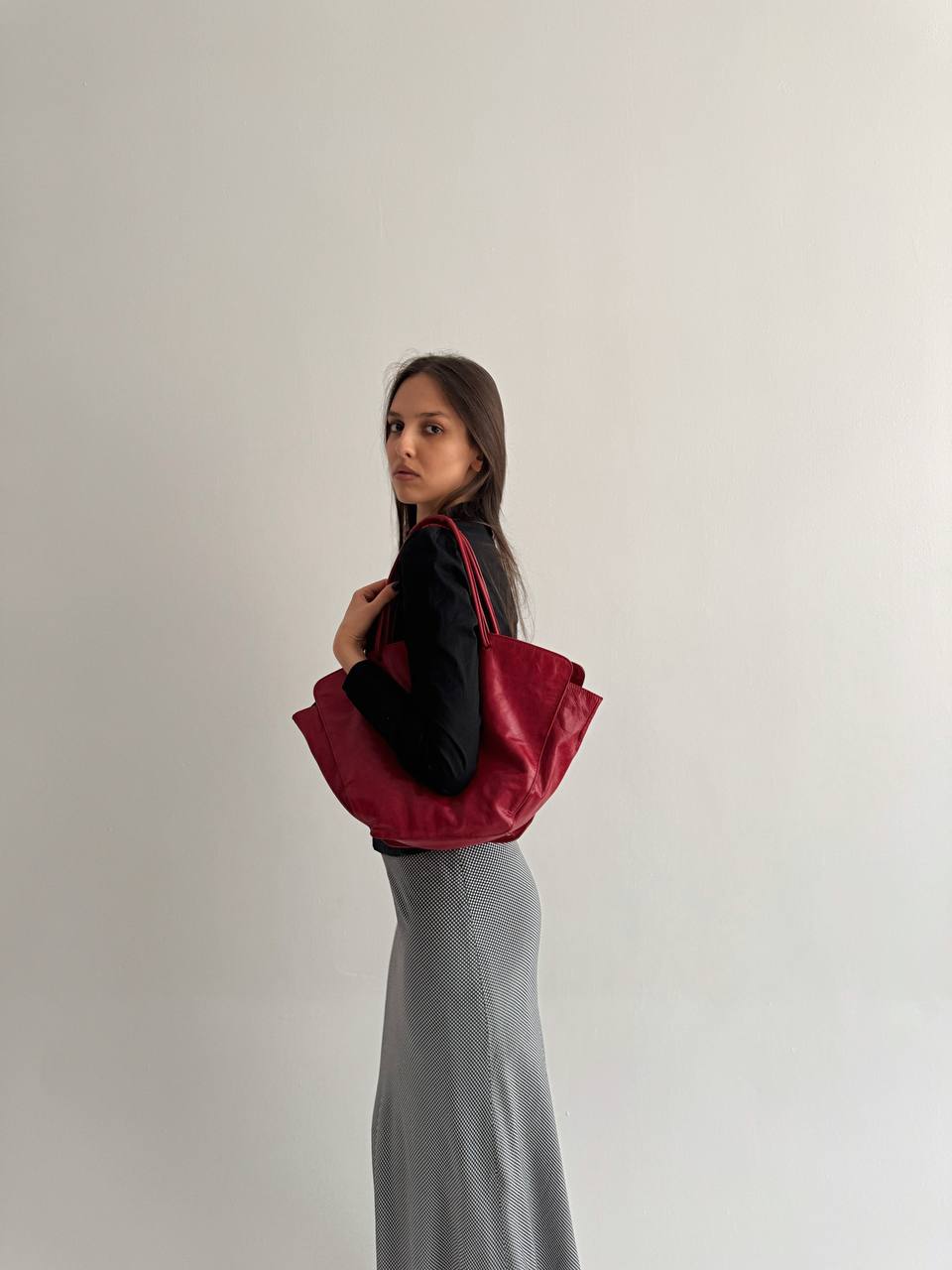 Vintage genuine leather red bag