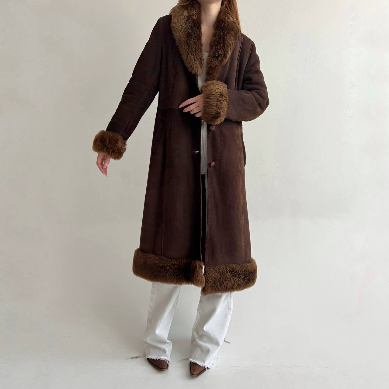 Vintage genuine leather sheepskin coat