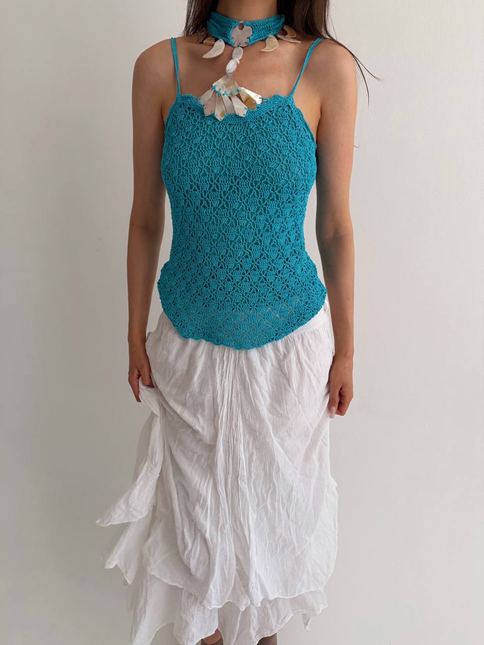 Vintage turquoise shell top