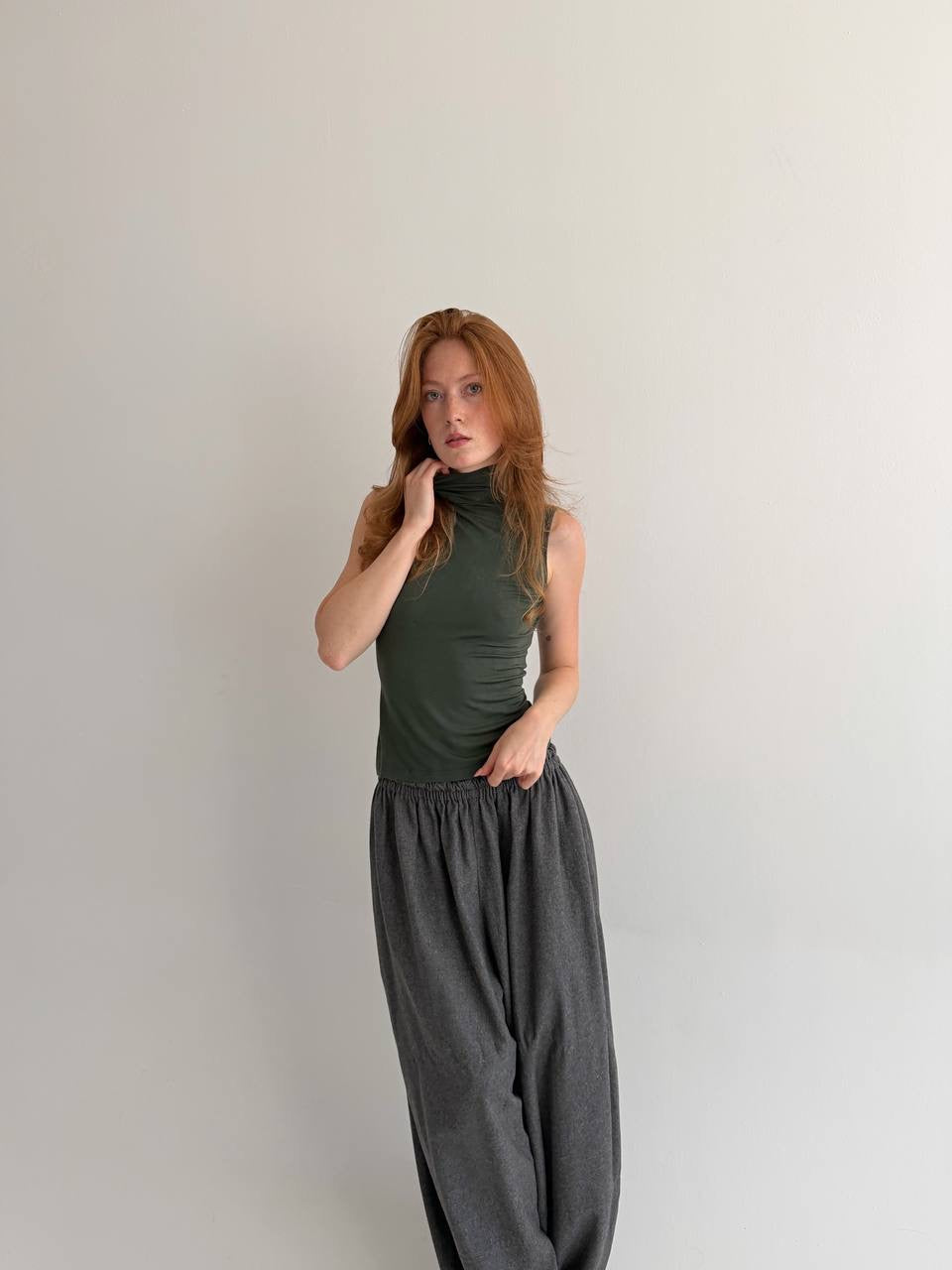 Vintage 95% viscose dark green top
