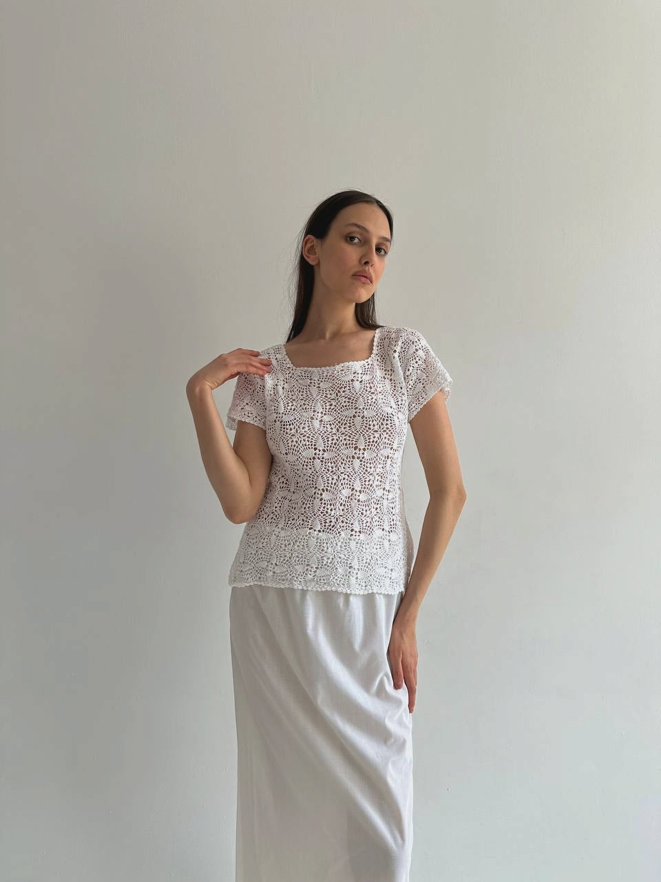 Vintage crochet white blouse