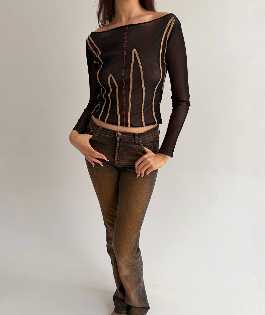 Vintage mesh top with sequins