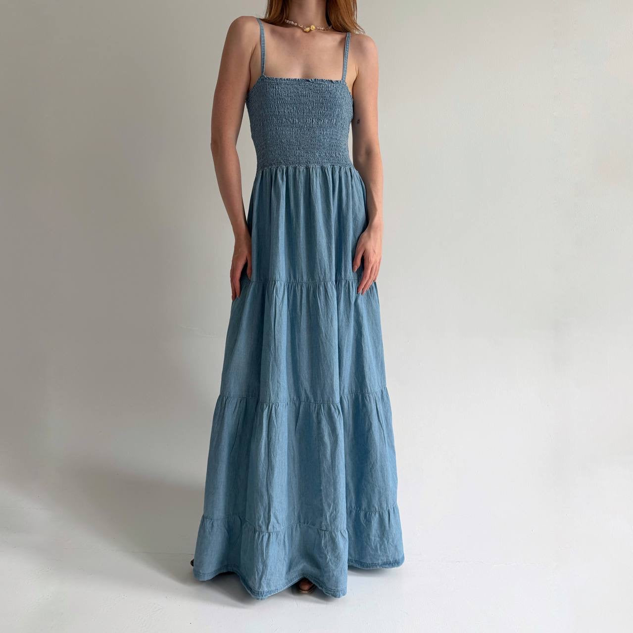 Y2k cotton long ruched sundress