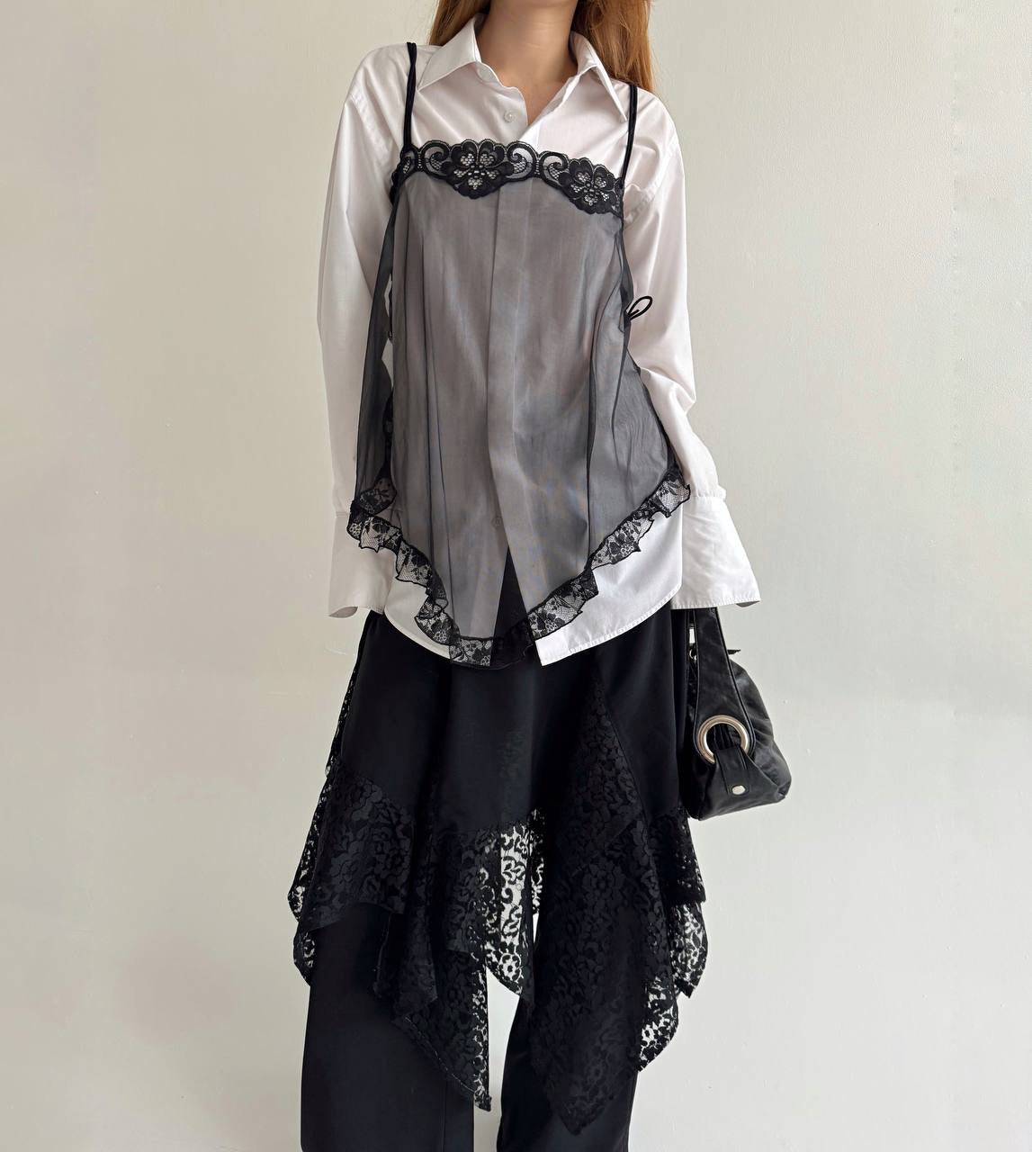 Vintage 80% viscose black asymmetrical gothic skirt